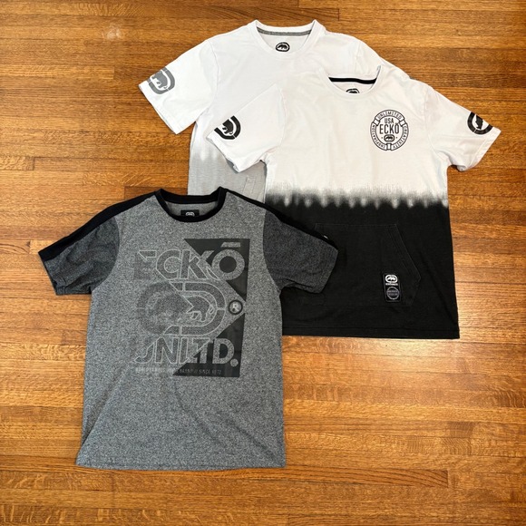 Ecko Unltd Men's T-Shirt Lot 3 Pack Graphic Logo Tee Medium Gray White Black - Picture 1 of 11
